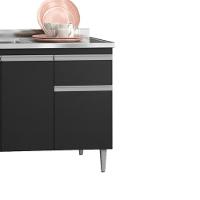 Balcao Para Pia Sem Tampo 145 Cm Tatiane Preto Reajl Moveis Preto - 7