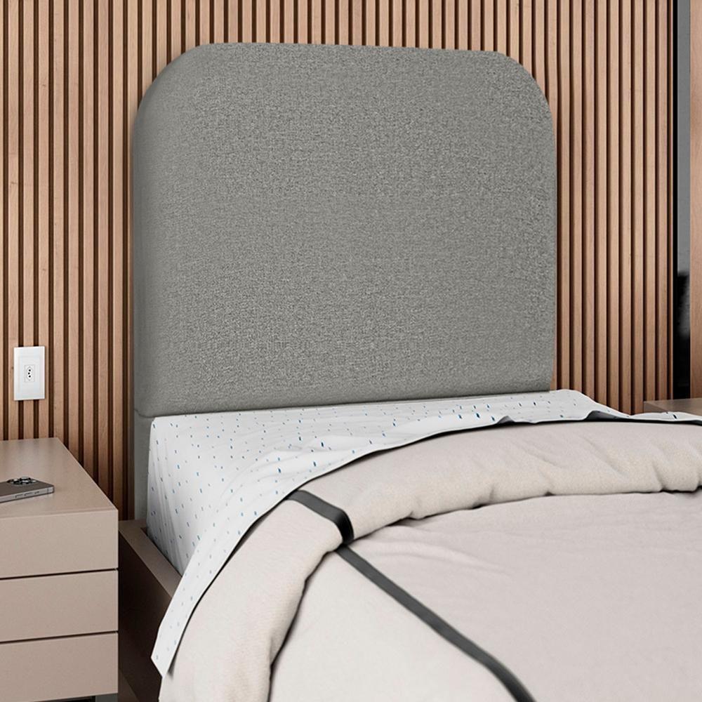 Cabeceira Solteiro 90 Cm Com Frame Alana Linho Cinza Escuro Artte Cinza Escuro - 2