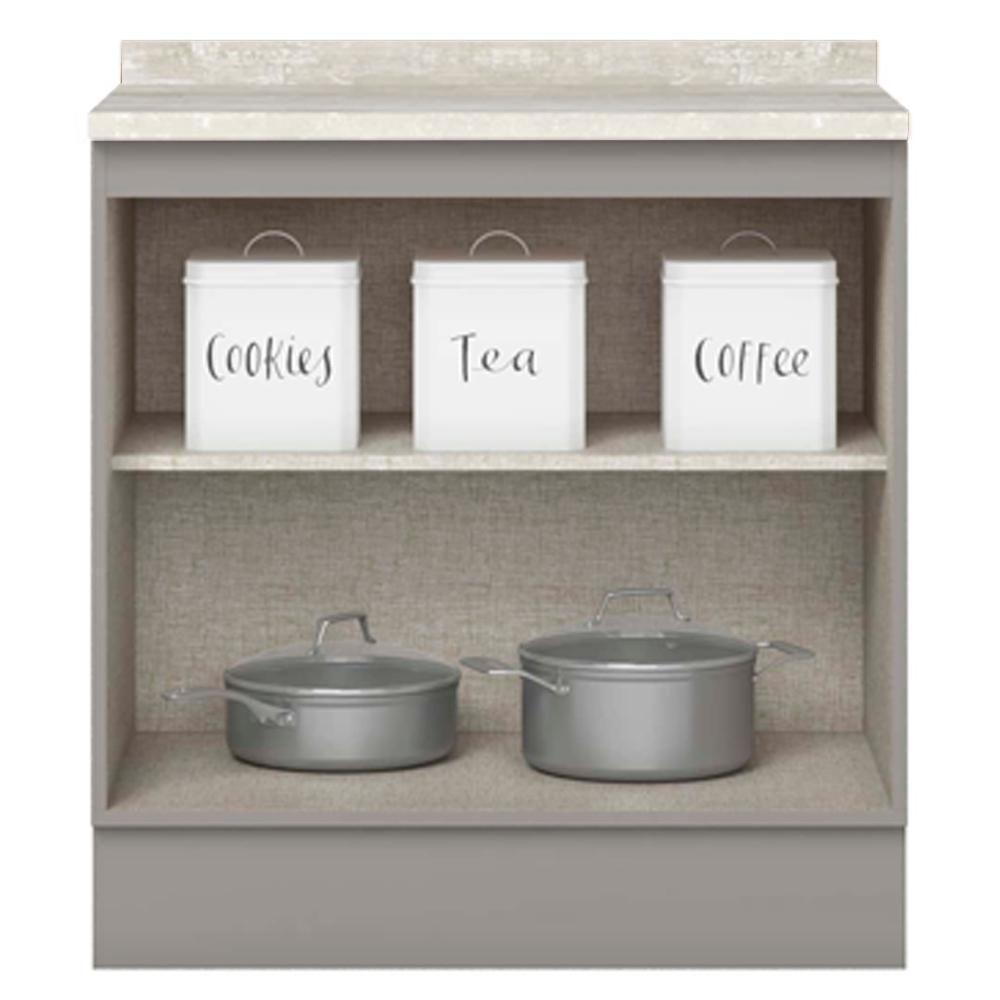 Balcao Com Tampo 2 Portas 80 Cm Americana Cinza Calcare Henn Cinza Calcare - 5