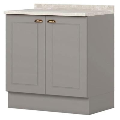 Balcao Com Tampo 2 Portas 80 Cm Americana Cinza Calcare Henn Cinza Calcare