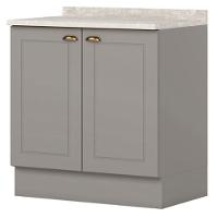 Balcao Com Tampo 2 Portas 80 Cm Americana Cinza Calcare Henn Cinza Calcare - 1