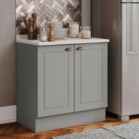 Balcao Com Tampo 2 Portas 80 Cm Americana Cinza Calcare Henn Cinza Calcare - 2