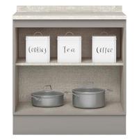 Balcao Com Tampo 2 Portas 80 Cm Americana Cinza Calcare Henn Cinza Calcare - 5