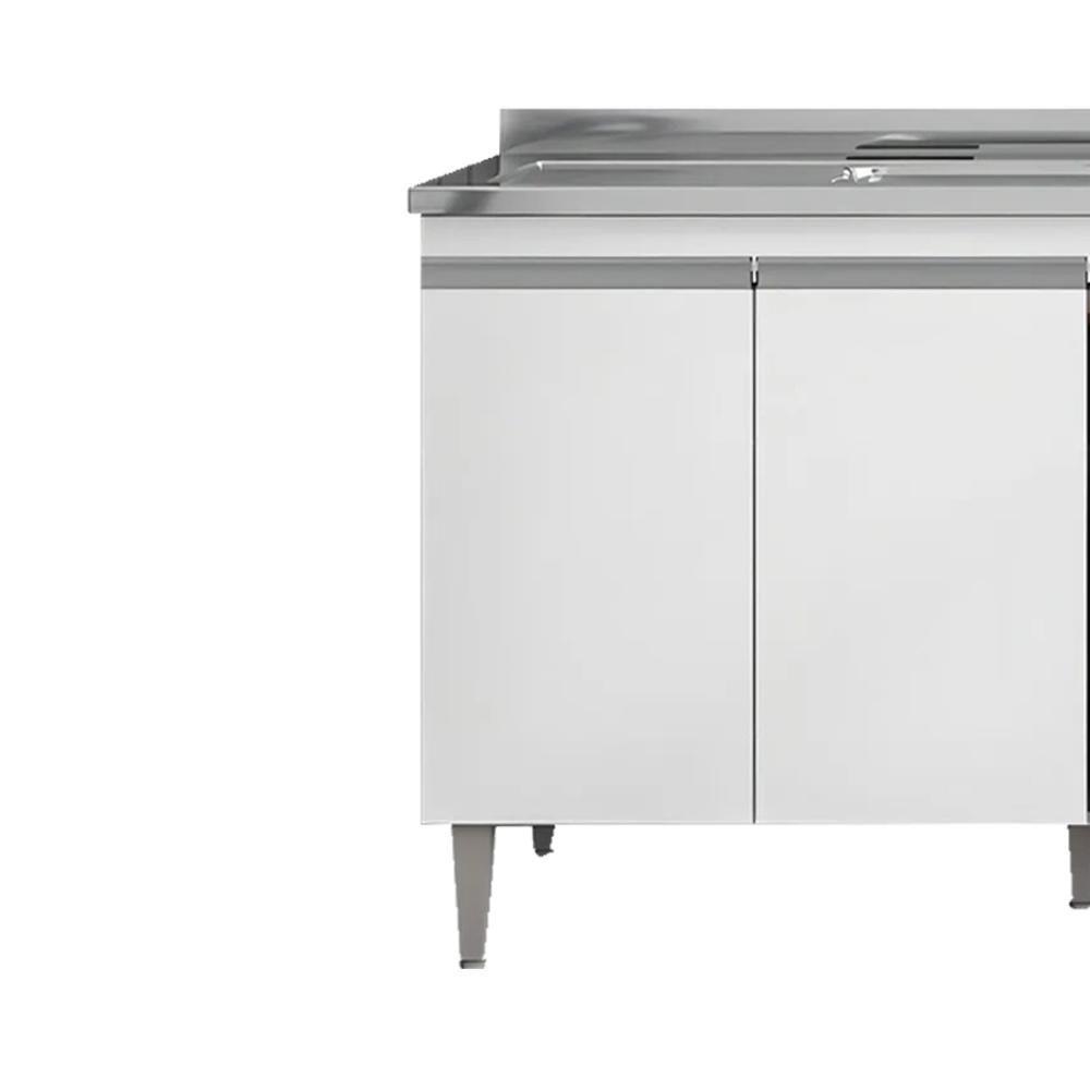 Balcao Para Pia Sem Tampo 145 Cm Tatiane Branco Reajl Moveis Branco - 6