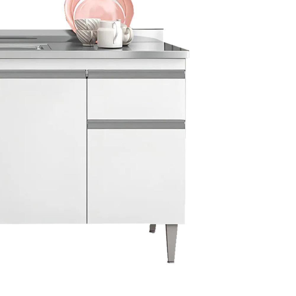 Balcao Para Pia Sem Tampo 145 Cm Tatiane Branco Reajl Moveis Branco - 7