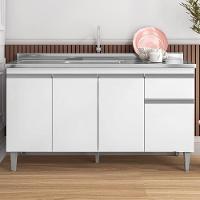 Balcao Para Pia Sem Tampo 145 Cm Tatiane Branco Reajl Moveis Branco - 2