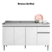 Balcao Para Pia Sem Tampo 145 Cm Tatiane Branco Reajl Moveis Branco