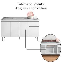 Balcao Para Pia Sem Tampo 145 Cm Tatiane Branco Reajl Moveis Branco - 5