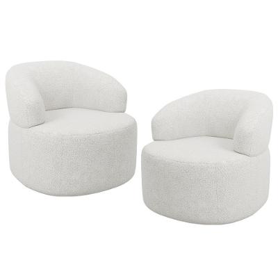 Kit 02 Poltronas Giratória Orgânica Para Sala De Estar Living Helena L02 Prime Bouclê Cru - Lyam Decor