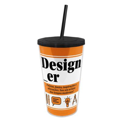 Copo Criativo Com Canudo - Sofisticação Em Cada Gole Para Designers Modernos