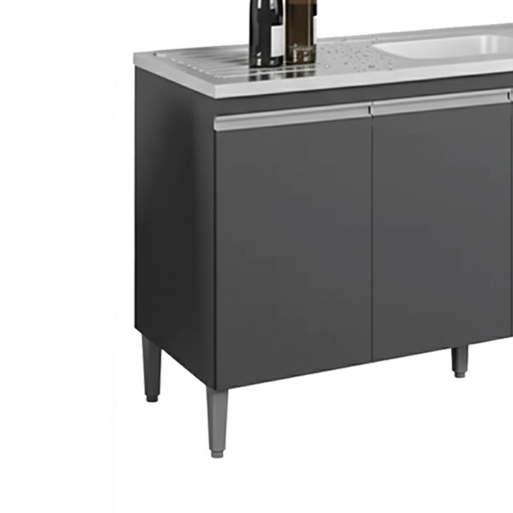 Balcao Para Pia Sem Tampo 145 Cm Tatiane Cinza Reajl Móveis Cinza - 6