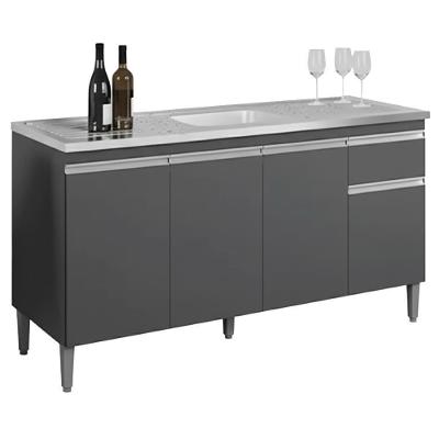 Balcao Para Pia Sem Tampo 145 Cm Tatiane Cinza Reajl Móveis Cinza