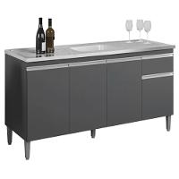 Balcao Para Pia Sem Tampo 145 Cm Tatiane Cinza Reajl Móveis Cinza - 1