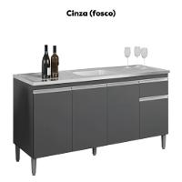 Balcao Para Pia Sem Tampo 145 Cm Tatiane Cinza Reajl Móveis Cinza