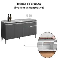 Balcao Para Pia Sem Tampo 145 Cm Tatiane Cinza Reajl Móveis Cinza - 5