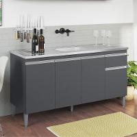 Balcao Para Pia Sem Tampo 145 Cm Tatiane Cinza Reajl Móveis Cinza - 8