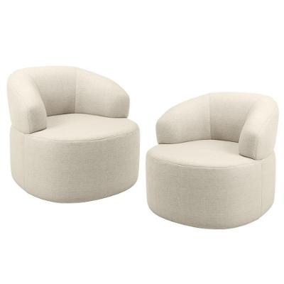 Kit 02 Poltronas Giratória Orgânica Para Sala De Estar Living Helena L02 Facto Pérola Metalizado - Lyam Decor