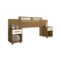 Cabeceira Em Mdf Extensível Jade Com 2 Mesas De Cabeceira Canela/off White - 3
