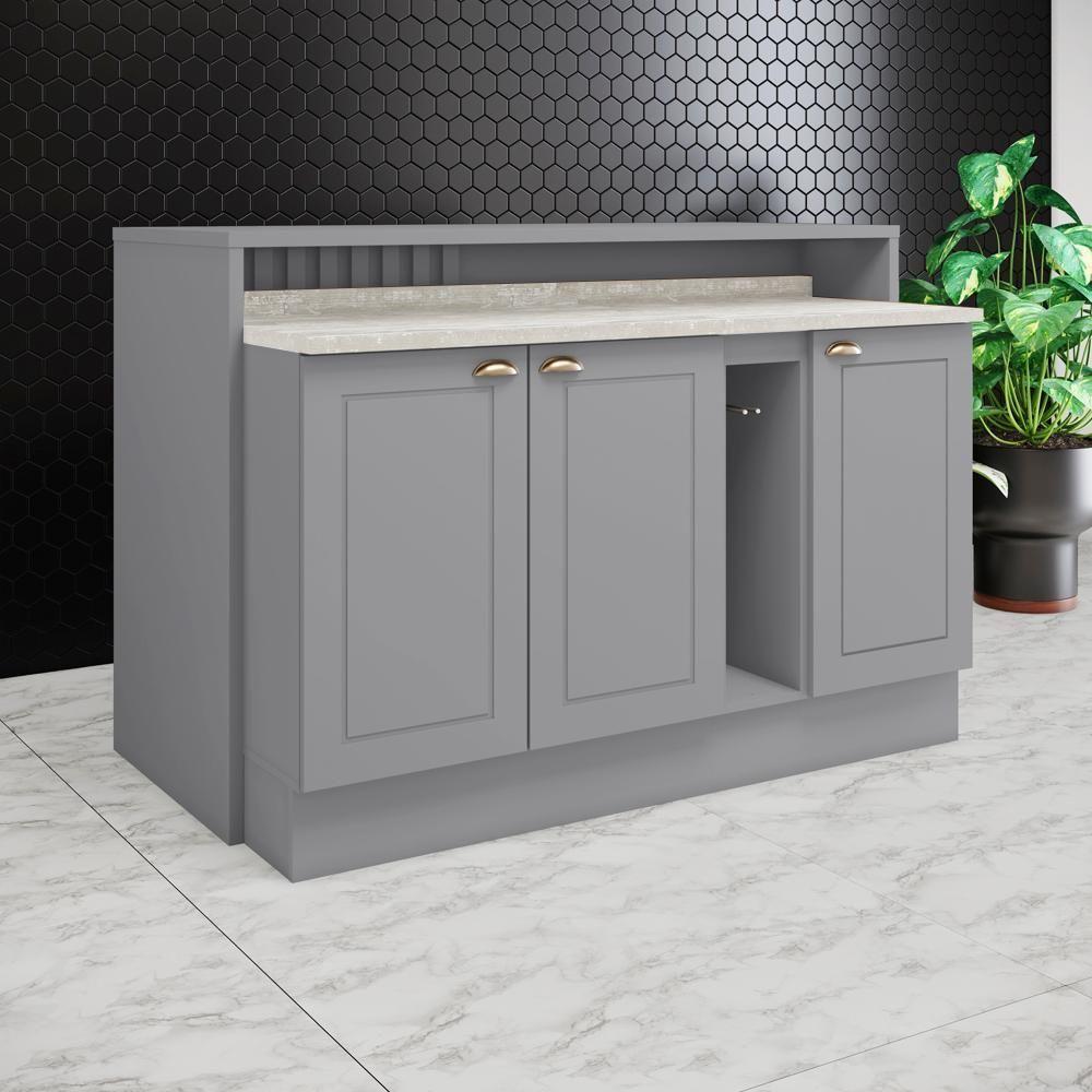 Bancada E Balcao Gourmet 146 Cm Ce818 Americana Cinza Calcare Henn Cinza Calcare - 2