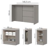 Bancada E Balcao Gourmet 146 Cm Ce818 Americana Cinza Calcare Henn Cinza Calcare - 3