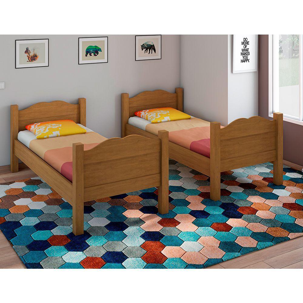 Beliche Reforçada Madrid Grades De Proteção E Cama Removível - Amêndoa Com 2 Colchões - 2