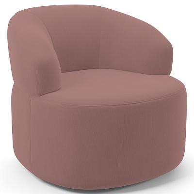 Poltrona Giratória Orgânica Para Sala De Estar Living Helena L02 Suede Rosê - Lyam Decor