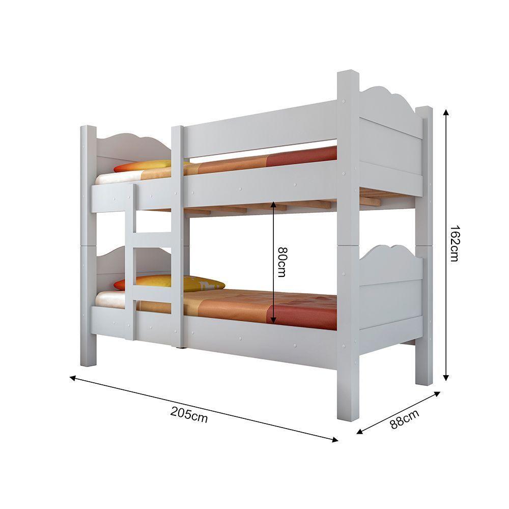 Beliche Reforçada Madrid Com Grades De Proteção E Cama Removível - Branco Com 2 Colchões - 6
