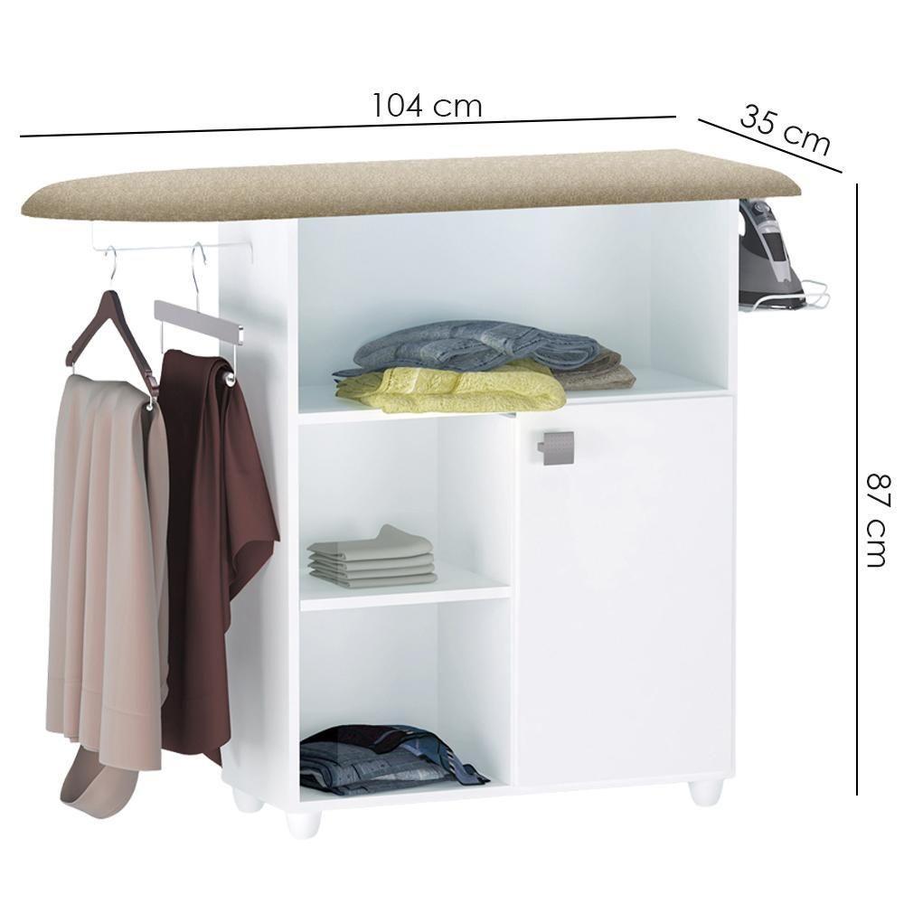 Tabua De Passar Roupa Mariana Com Balcao Branco Reajl Moveis Branco - 6