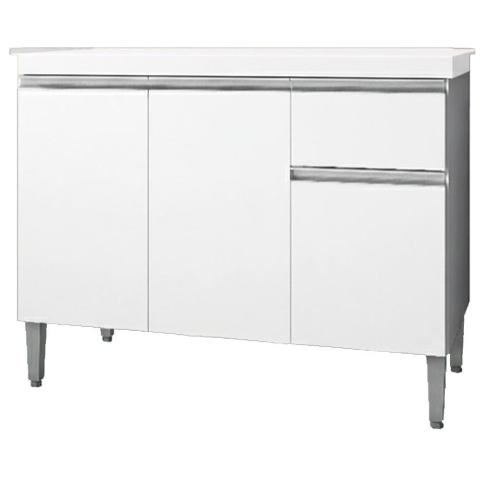 Balcao Com Tampo 120 Cm Tatiane Branco Reajl Moveis Branco - 1