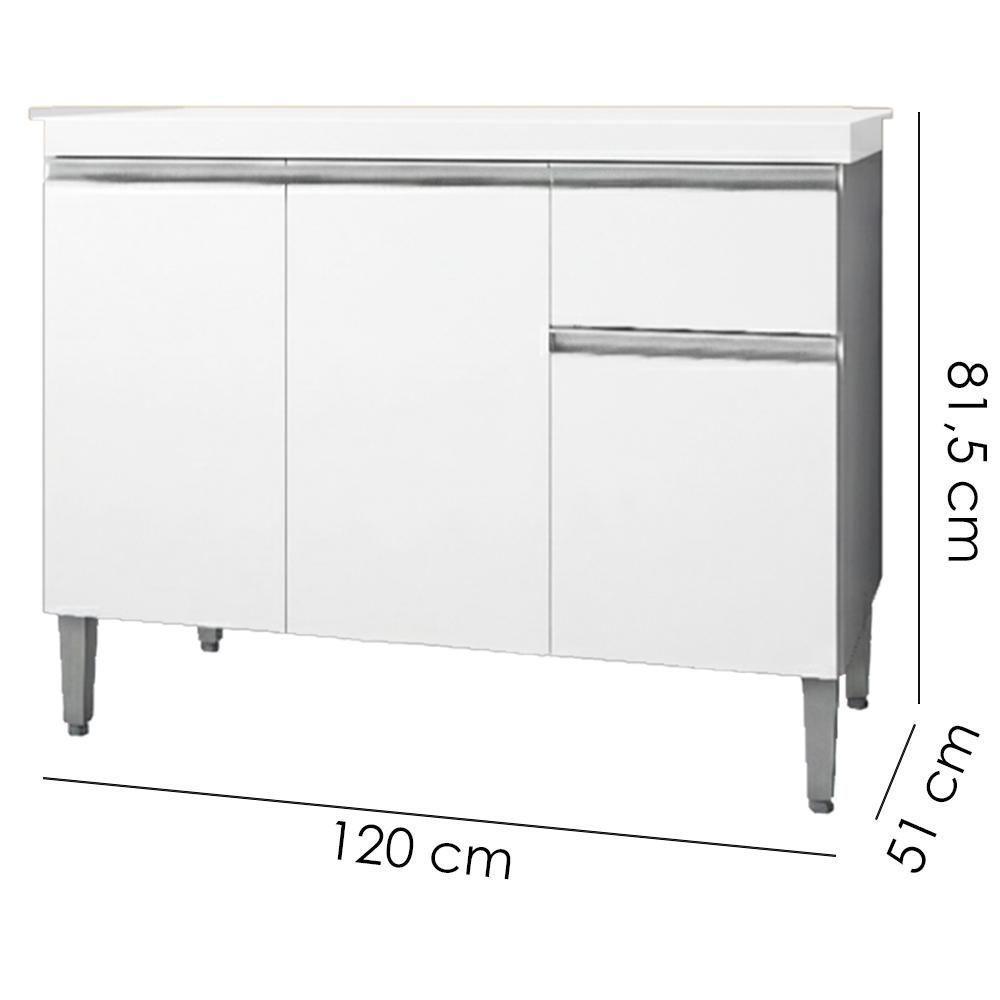 Balcao Com Tampo 120 Cm Tatiane Branco Reajl Moveis Branco - 2