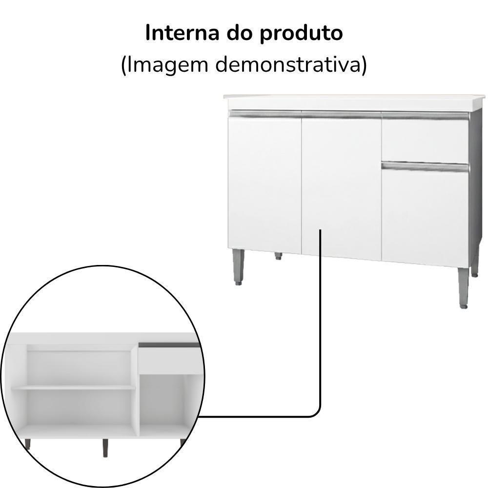 Balcao Com Tampo 120 Cm Tatiane Branco Reajl Moveis Branco - 4