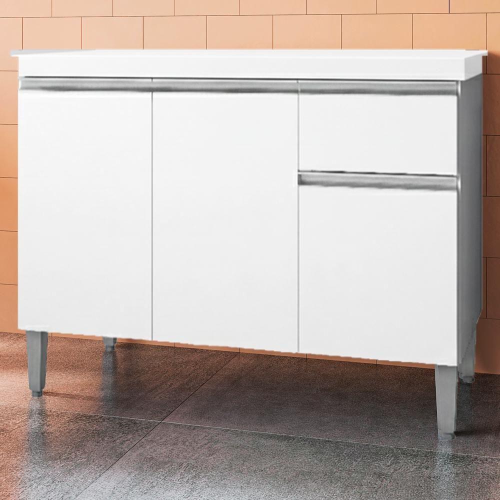 Balcao Com Tampo 120 Cm Tatiane Branco Reajl Moveis Branco - 6