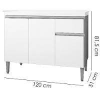 Balcao Com Tampo 120 Cm Tatiane Branco Reajl Moveis Branco - 2