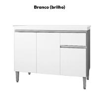 Balcao Com Tampo 120 Cm Tatiane Branco Reajl Moveis Branco - 3