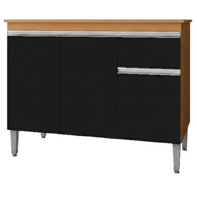 Balcao Com Tampo 120 Cm Tatiane Amendoa Preto Reajl Moveis Amendoa Preto