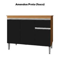 Balcao Com Tampo 120 Cm Tatiane Amendoa Preto Reajl Moveis Amendoa Preto