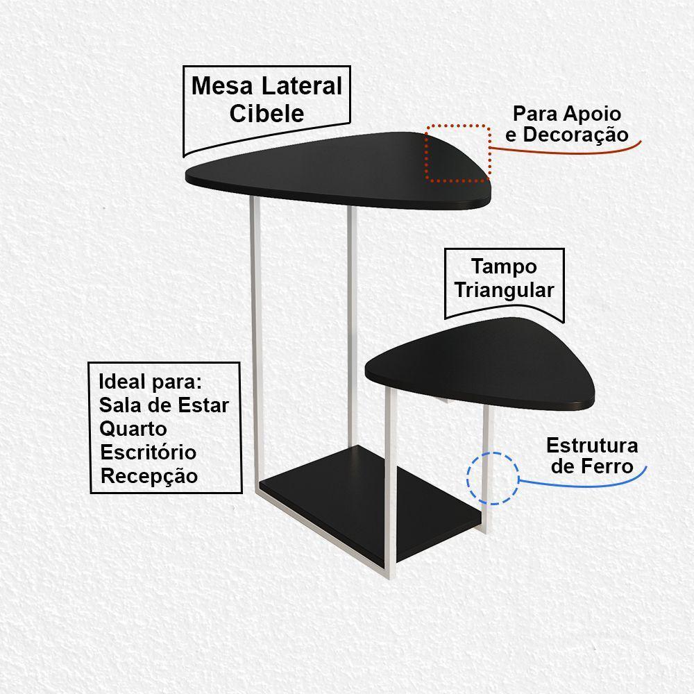 Mesal Lateral Cibele Tampo Esfiha Ferro Branco Tampo Preto - 2