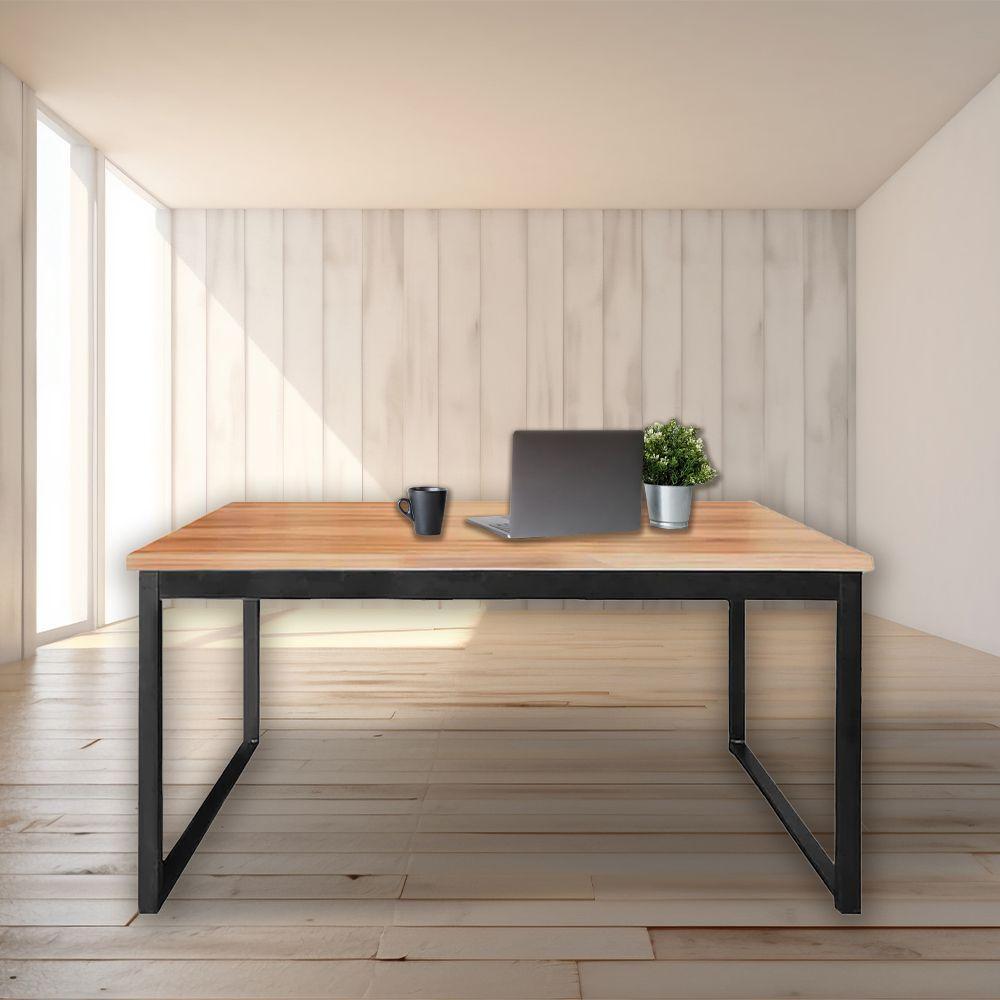 Mesa De Escritório Tampo Grosso Mdf E Ferro 1,20m Canela/preto - 1