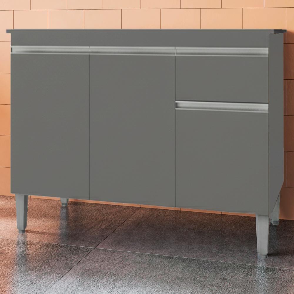 Balcao Com Tampo 120 Cm Tatiane Cinza Reajl Móveis Cinza - 2