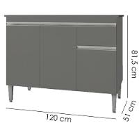 Balcao Com Tampo 120 Cm Tatiane Cinza Reajl Móveis Cinza - 3