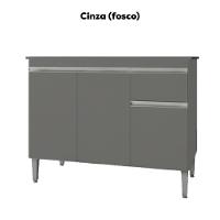 Balcao Com Tampo 120 Cm Tatiane Cinza Reajl Móveis Cinza