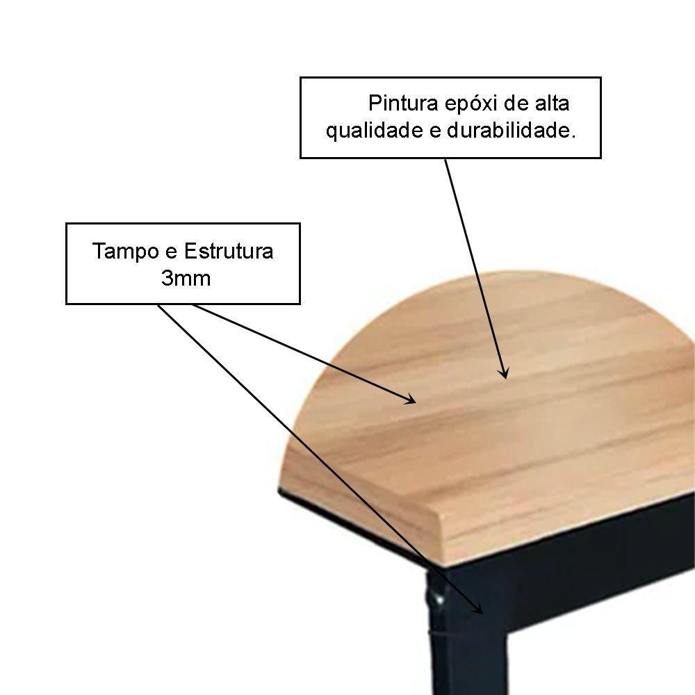 Mesa Escrivaninha Office Tampo Grosso Industrial 1,50m Canela/preto Mesa Para Escritório - 3