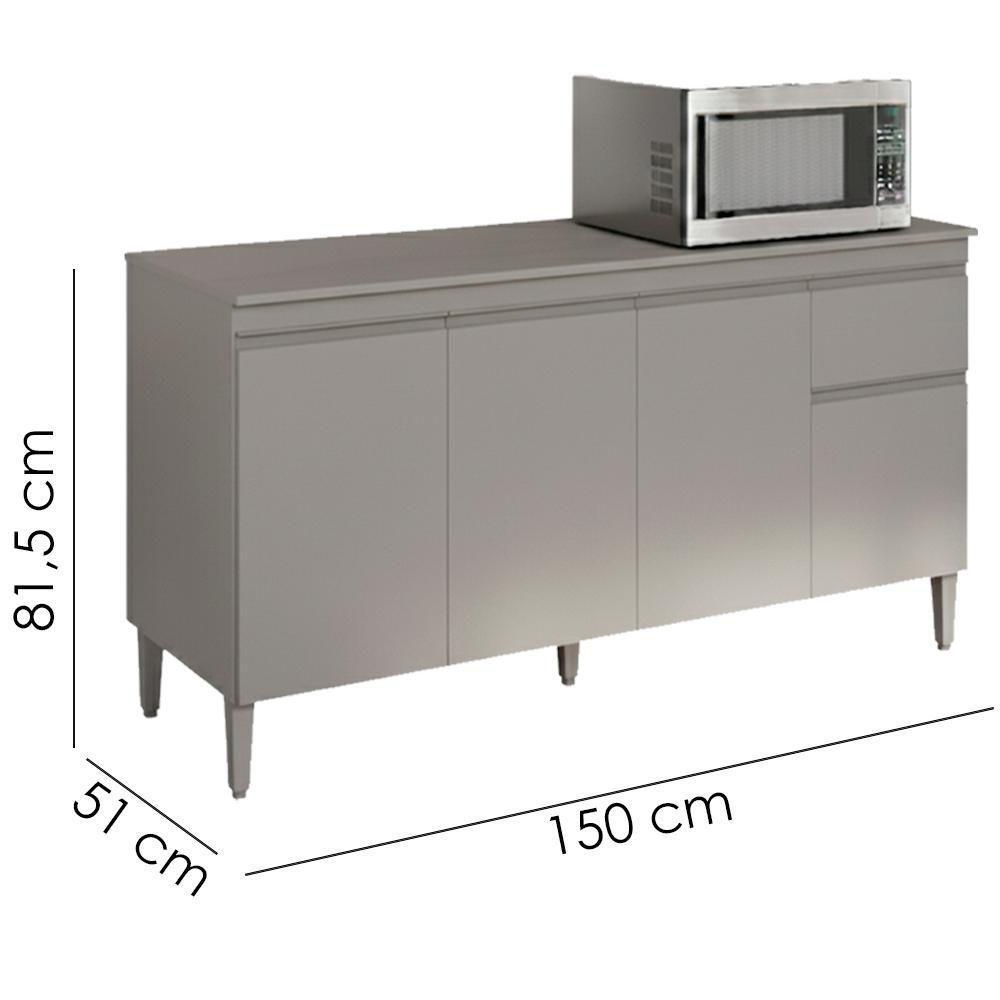 Balcao Com Tampo 150 Cm Tatiane Cinza Reajl Móveis Cinza - 3