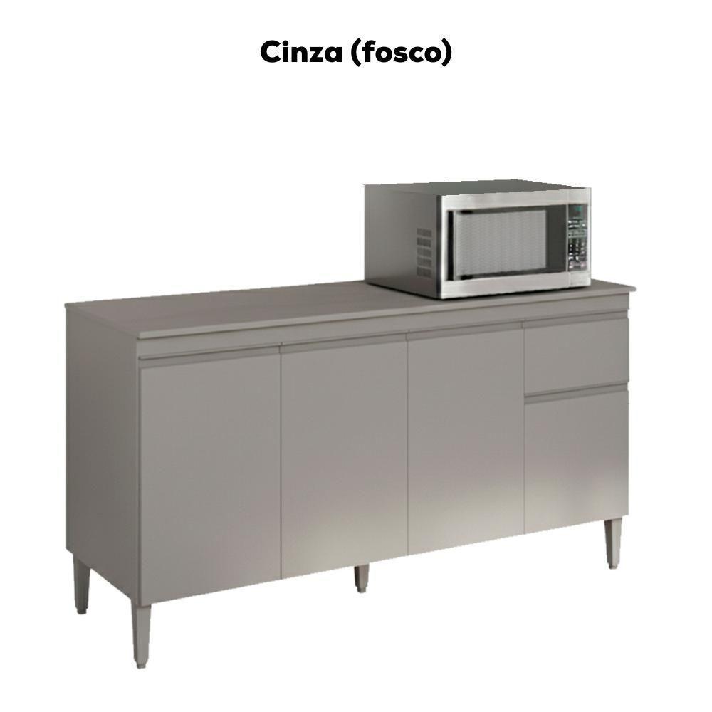 Balcao Com Tampo 150 Cm Tatiane Cinza Reajl Móveis Cinza - 4