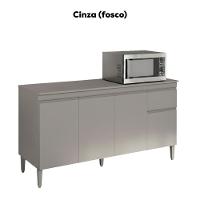 Balcao Com Tampo 150 Cm Tatiane Cinza Reajl Móveis Cinza