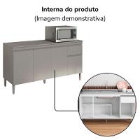 Balcao Com Tampo 150 Cm Tatiane Cinza Reajl Móveis Cinza - 5