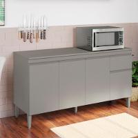 Balcao Com Tampo 150 Cm Tatiane Cinza Reajl Móveis Cinza - 6