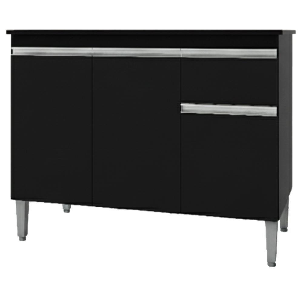 Balcao Com Tampo 120 Cm Tatiane Preto Reajl Moveis Preto - 1