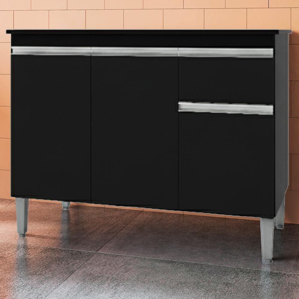 Balcao Com Tampo 120 Cm Tatiane Preto Reajl Moveis Preto - 2