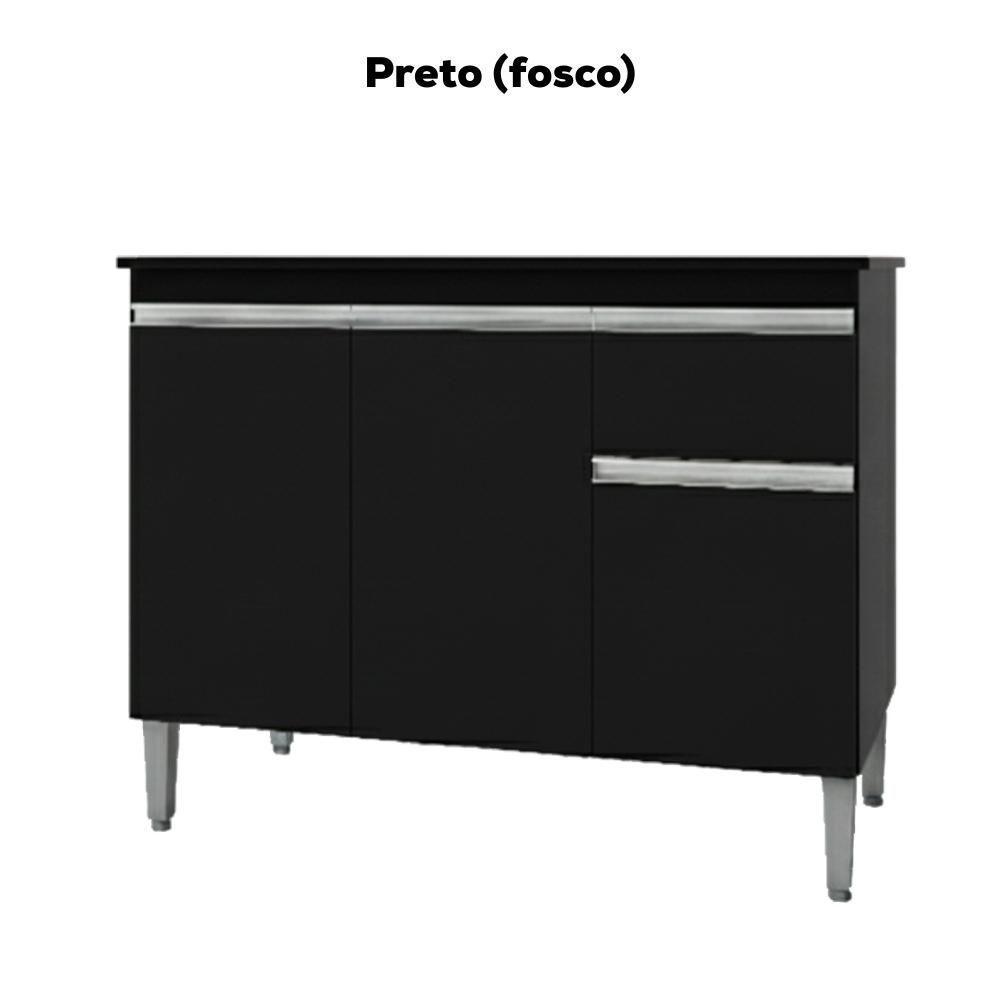 Balcao Com Tampo 120 Cm Tatiane Preto Reajl Moveis Preto - 4